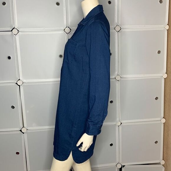 Old Navy Dark Navy Wash Chambray Long Sleeve Shirt Dress 100% Cotton Size XS - Picture 7 of 10